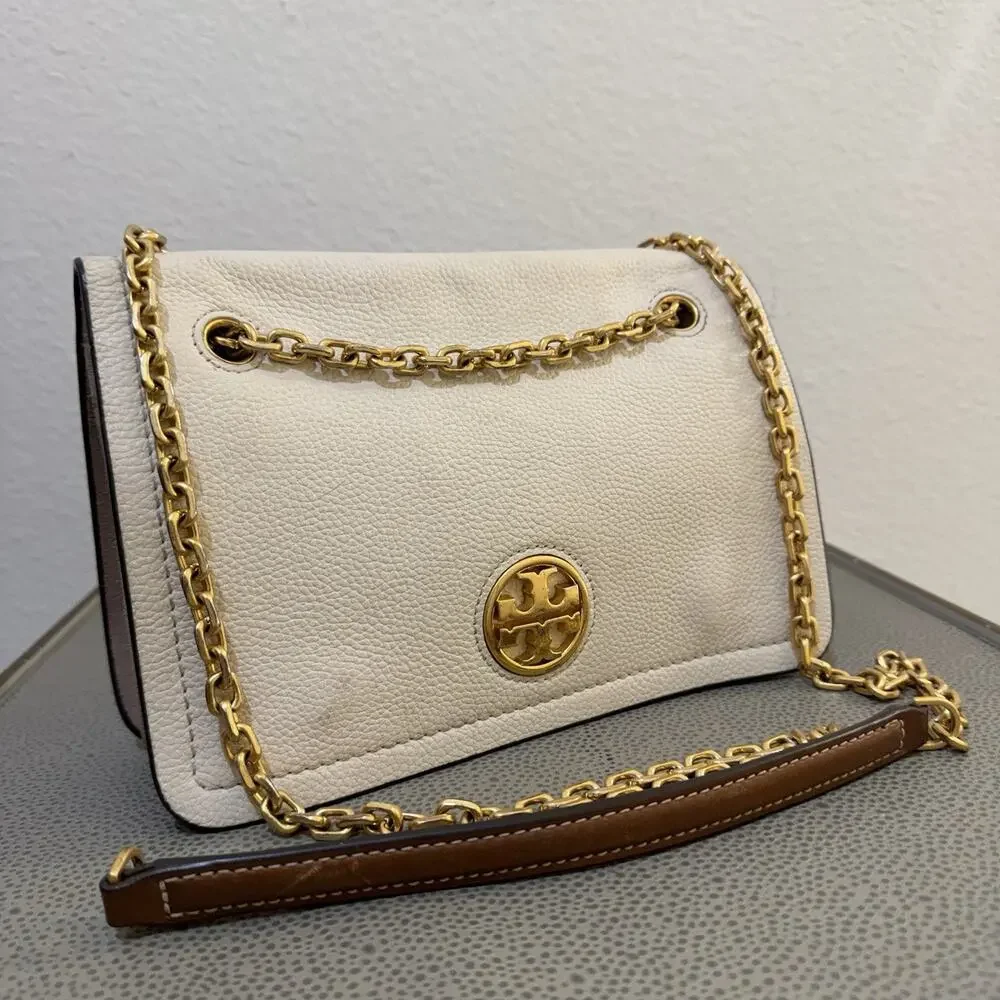 Tory Burch Carson Convertible Leather Crossbody Bag In Ivory Retail $498